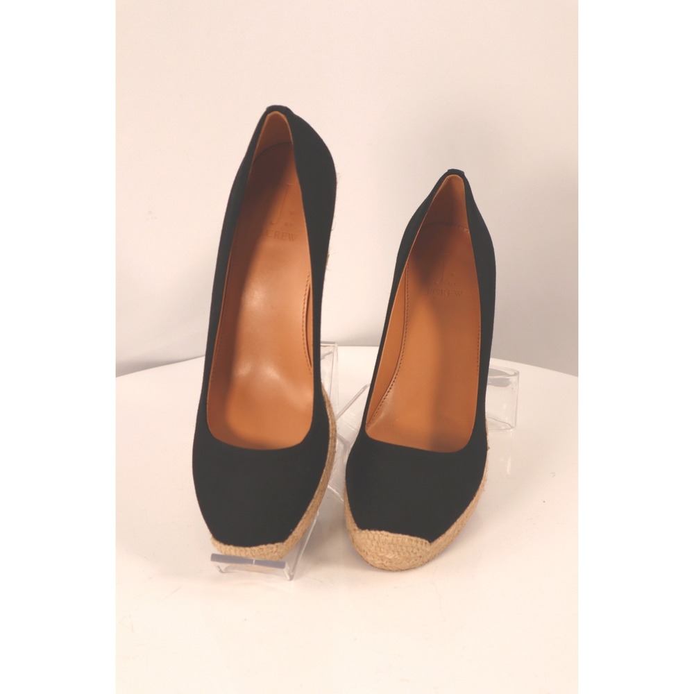 J Crew Women's Canvas espadrille Wedge Black-‎ Size 7.5